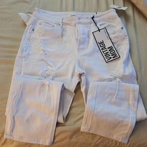 Almost Famous Juniors' High Rise Destructed Mom Jeans